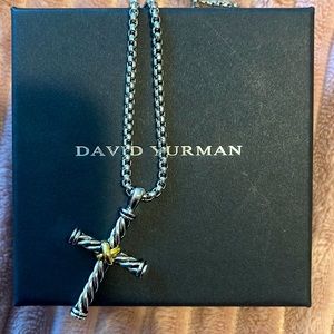 David yurman Cable cross enhancer with 18k gold, and silver chain